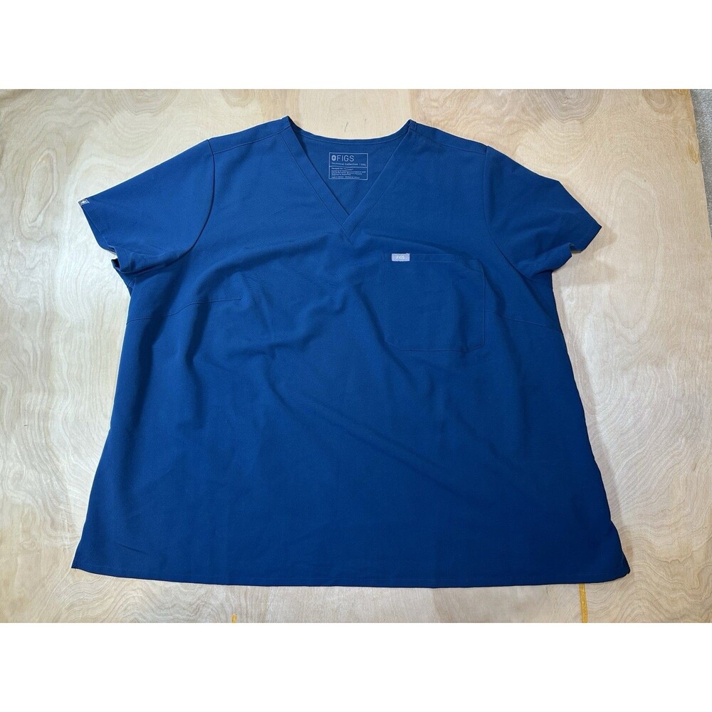 Figs Women Top Catarina Size 5XL Caribbean Blue/Teal Colored